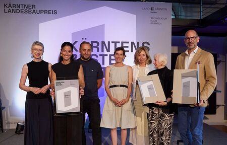v.l.: LH-Stv. Gaby Schaunig, Barbara und Christoph Abel (Abel und Abel Architektur), Karin Walch (Landschaftsarchitektur), Helge Kraschl, Roswitha Widowitz und Konrad Burger-Scheidlin (alle Dompfarre Klagenfurt) 