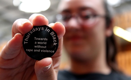 Thursdays in Black buttons were worn by stewards, Central Committee members and WCC staff who participated in the Thursdays in Black campaign.