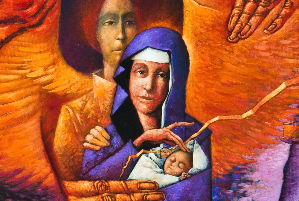 Mutter und Kind / kathbild.at/Rupprecht, Franz Josef Rupprecht Weihnachten. Detail aus einem Triptychon von Leszek Wisniewski.