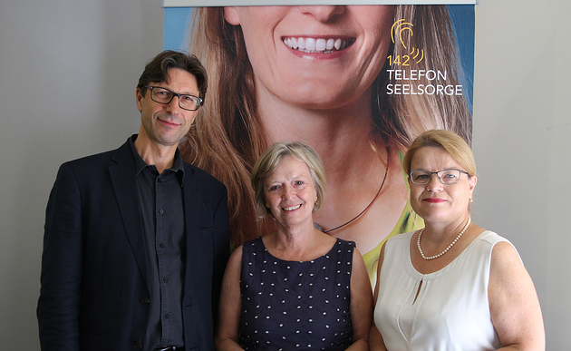TelefonSeelsorge: Marlies Matejka, Silvia Breitwieser und Thomas Kapitany / Diözese Linz/Führlinger