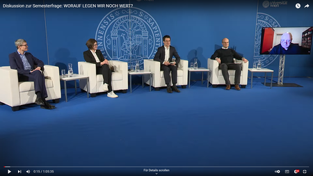Diskussion zur Semesterfrage: 'Worauf legen wir noch Wert?' an der Universität Wien