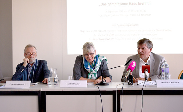 v.l.: Peter Pawlowsky, Martha Heizer, Helmut Schüller / kathpress / Pernsteiner