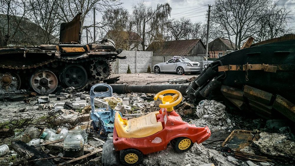 Kriegszerstörung in der Nähe von Kiew