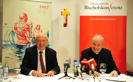 Pressekonferenz Kardinal Schönborn und Bischof Bünker / epd / Marco Uschmann