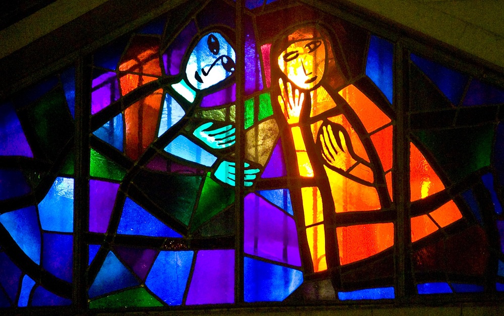 Der Erzengel Gabriel und Maria; Mari? Verk?ndigung, Geburtsbasilika.     Nazaret, 18.3.2004        ? Franz Josef Rupprecht; A-7123 M?nchhof; Bank: Raiffeisenbank M?nchhof (BLZ: 33054), Konto.-Nr.: 17.608