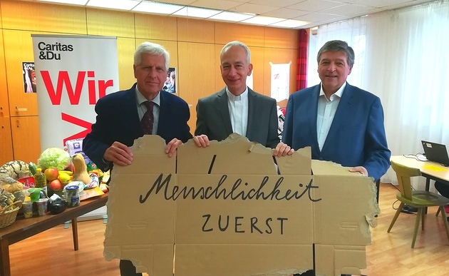 Caritas-Präsidenten Franz Küberl, Michael Landau und Helmut Schüller / kathpress/Lehner